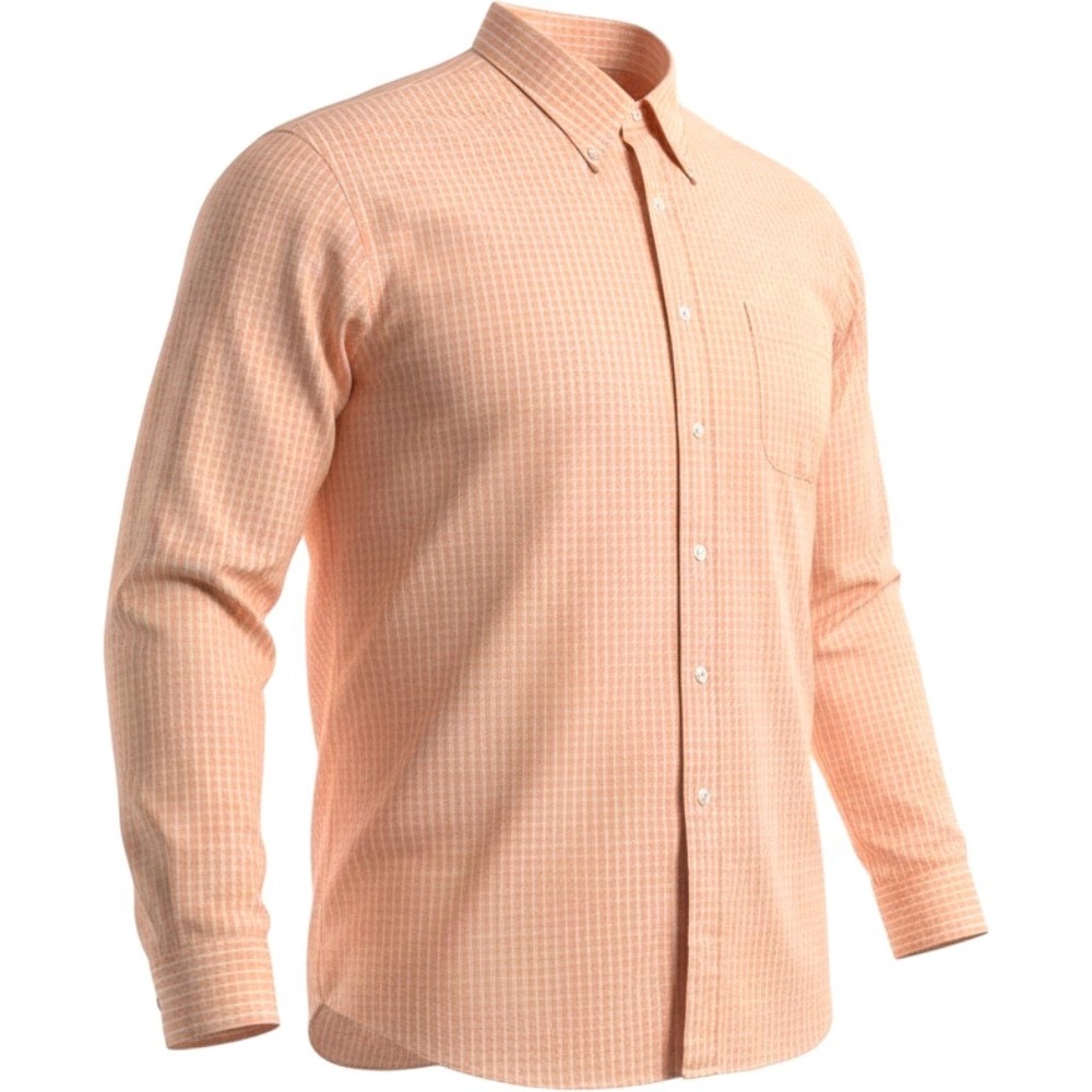 Vtg Lands End Button Down Shirt Oxford Men XL Peach Coral Check Hong Kong 17 33